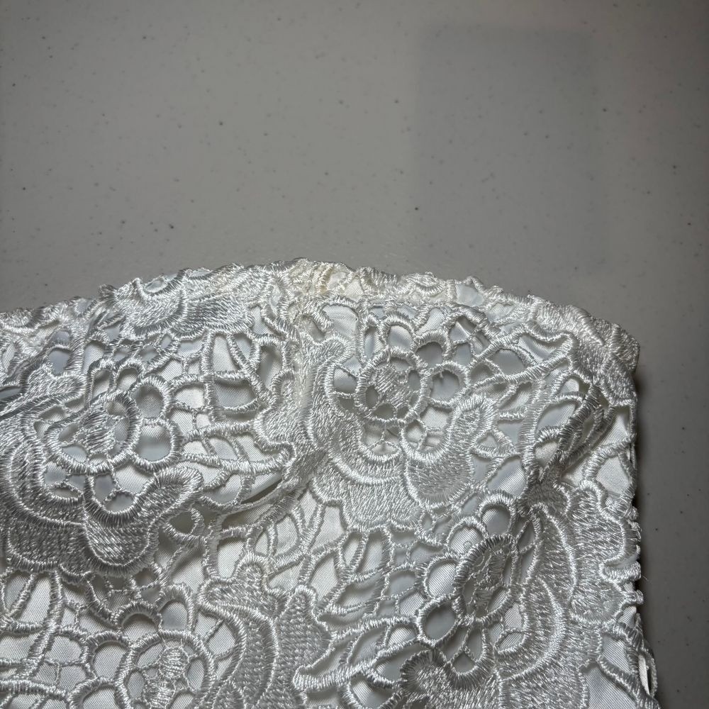 MM Couture Miss Me White‎ Strapless Lace Mini Dress Medium Wedding Cocktail - Picture 5 of 12